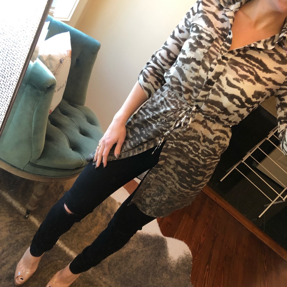 Cheetah print button up blouse